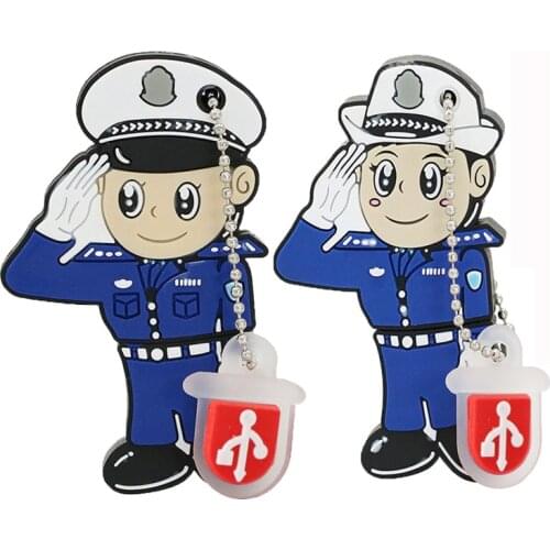 USB Flash Drive Pen Drive Cartoon Police Model Memory Stick Pendrive 32GB Personalizado Gift 4GB 128GB 16GB Policeman Usb Stick