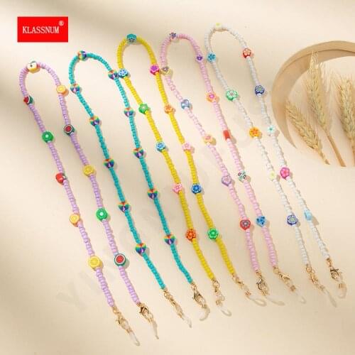 Colorful Soft Pottery Hang Mask Chain Women Girls Glasses Lanyard Sunglasses Rope Neck Strap Cord Necklace Accessory wholesale