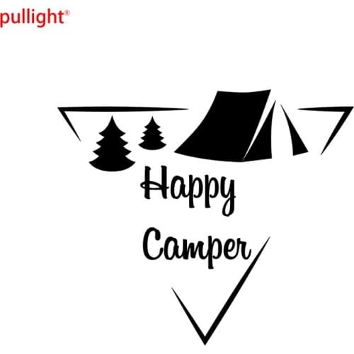 HAPPY CAMPER CAMPING Truck Vinyl Sticker Decal Laptop Moto Car Auto Bumper Art