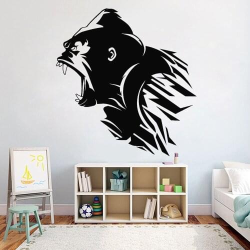 Vinyl Wall Decal Angry Gorilla Head Animal Zoo Wall Sticker Animal Wall Decor Nursery Teen Room Decoration Stickers Mural X956