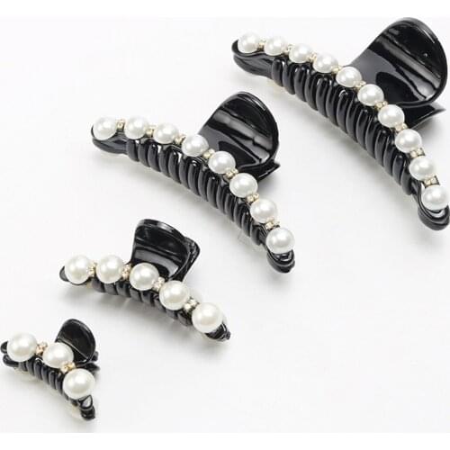 Women Elegant Rhinestone Pearl Hair Claw Accessories for Wedding Party Festival
