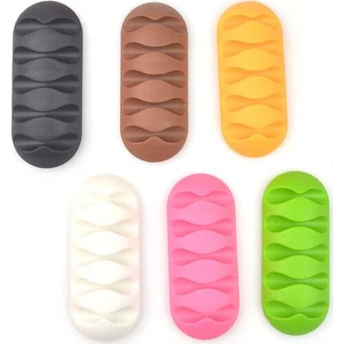 5-Clip Earphone Cable Winder Organizer Charger Cable Holder Fixing Clips Silicone Tie Fixer Convenient Desktop Wire Managerment