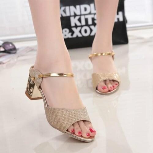New Woman High Heels Sandals Fashion Wild Womens Shoes Square Heel Mid Heel Shoes Fish Mouth Open Toe Women Slippers Sandals