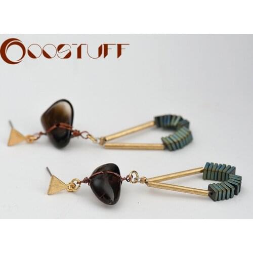 Trend Gold Color Drop Earrings Suspension Pendent Stones Pendientes 2021 Fashion Vintage Jewelry for Women Korean Unusual Things