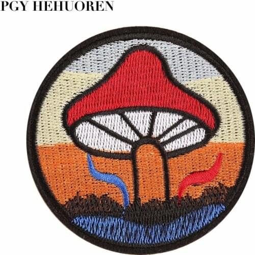 PGY 1PCS Forest Mushroom Badge Embroidery Mend Decorate Patch Jeans Jackets Bag Shoes Clothes Decoration Plant Applique