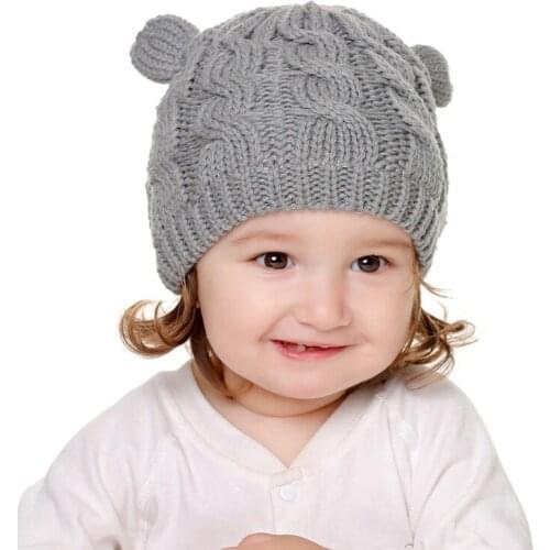 2021 Baby Boys Girls Hat Winter Knitted Hat With Ears Warm Infant Kid Beanie Hat Infant Toddler Baby Caps