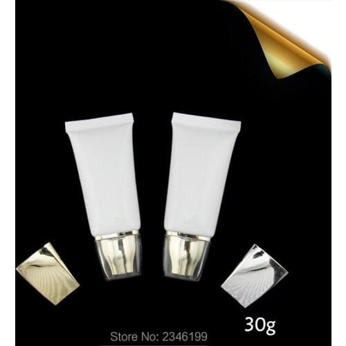 30ML 30g Flat White Cosmetic Soft Tube BB CC Container, Eye Cream Hand Cream Packing Bottle Essence Ointment Tube 50pcs/Lot