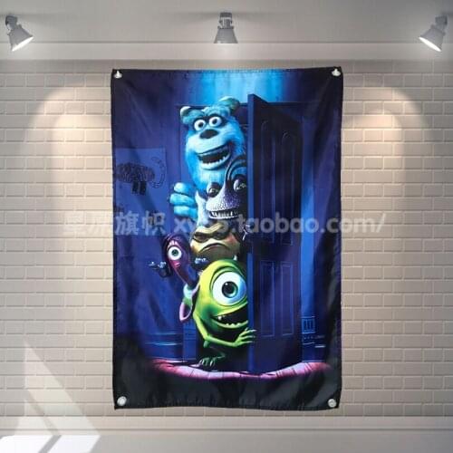 "Monster Power Company" Classic Movies Cloth Flag Banners & Accessories Bar Billiards Hall Studio Theme Wall Hanging Decoration