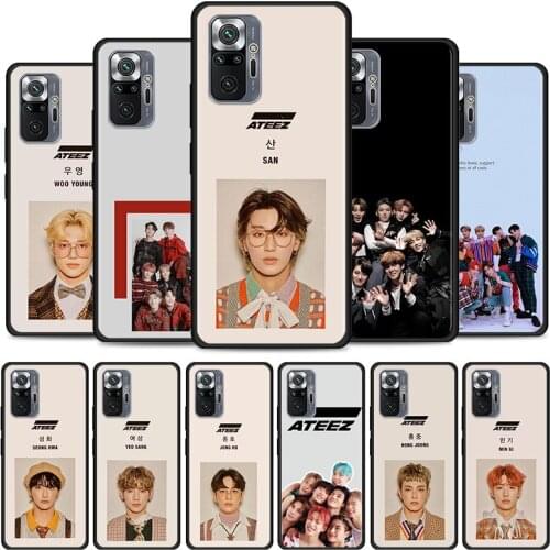 Ateez Phone Case For Xiaomi Redmi Note 9 9S 8 Pro 10 7 8 8T 10 9 9T 10 Pro Max 5G 8 2021 Cover Black Soft Coque
