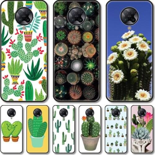 Green cactus Phone Case For xiaomi M2 C3 X3 F2 Lite NFC 6 5 x Poco k30 Pro Anime Black Cover Silicone Back Pretty tpu
