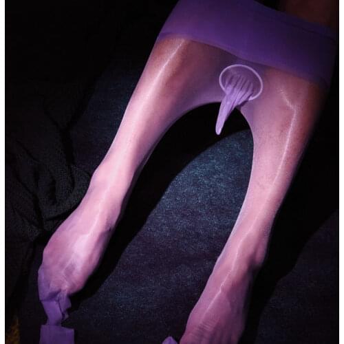 1D Sexy Men 360 Seamless Stockings Hollow Out Oil Gloosy Shiny Stockings Sexy Tight COCKring Shaping Pantyhose Candy Color F18