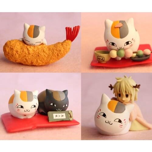 4pcs 3" Natsumes Book of Friends Japanese Anime Natsume Yuujinchou Nyanko Sensei Cat PVC Action Figure Model kids Toy
