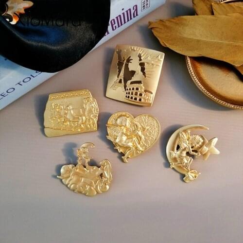 Art Hollow Relief Enamel Pins Renaissance Works Brooches Lapel Badges Jewelry Wholesale Clothes Bag Pins Gift for Friends