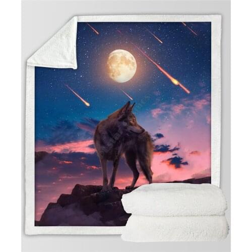 Plstar Cosmos Wolf Fleece Blanket 3D print Sherpa Blanket on Bed Home Textiles Dreamlike style-1