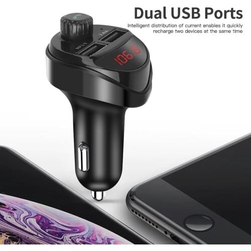 Dual USB Bluetooth 5.0 FM Transmitter Car Kit MP3 Modulator Player Wireless Handsfree Audio Receiver Fast Charger 3.1A