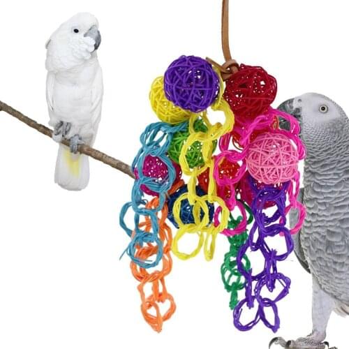 Cockatiel Parrot Toys Parrot Bite Swing Toys Colorful Wooden Bar Bird Toys Cage Hanging Ornament Pet Bird Supplies