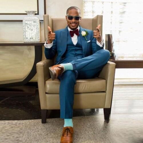 Customized 3 Pieces Mens Suit 2021 Wedding Tuxedos Peaked Lapel One Buttons Slim Fit Groom Wear Tailor Made Jacket Vest Pants