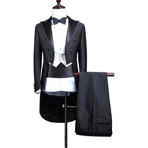 JELTONEWIN 2021 Italian Morning Suit Men Tailcoat Black Wedding Suits For Men Groomsmen Peak Lapel Groom Wedding Suits Tuxedos