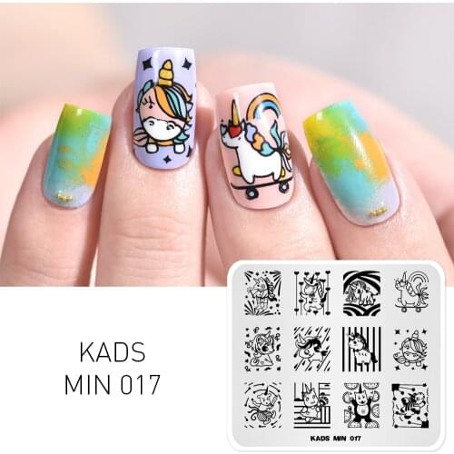 KADS New Arrival MIN Stamp Lovely Cartoon Unicorn Nail Art Image Stamp Template Stencil Beauty Tools Nail Art Plate