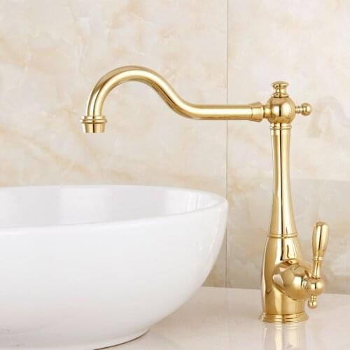 Basin Faucets Gold Bathroom Mixer Tap Brass Wash Basin Faucet Single Handle Single Hole Crane For Bathroom