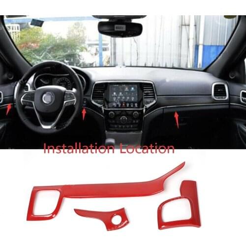 Red ABS Middle Console Strip Cover Trim Fit for Jeep Grand Cherokee 2011-2020