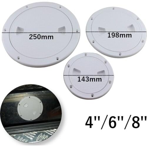 4" 6" 8" ABS Plastic Round Hatch Cover Deck Plate Non Slip Deck Inspection Plate for Marine RV yacht Boat Accessories White