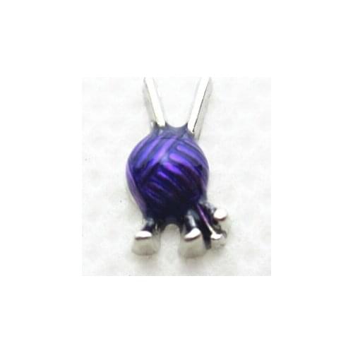 Hot selling purple knitting needle floating charms living glass floating pendant lockets charms