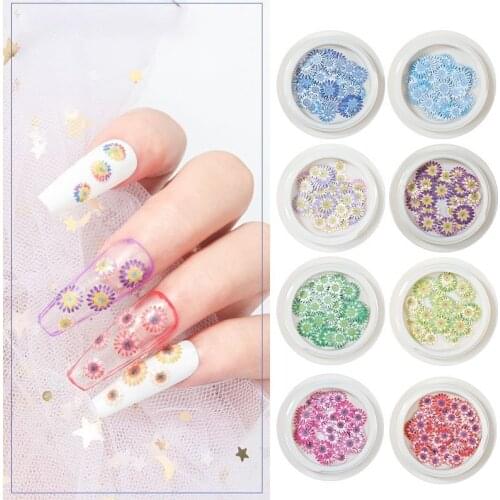 Nail Wood Pulp Sheet Boxed Small Daisy Color Flower Sun Flower Wood Pulp Nail Decoration Patch