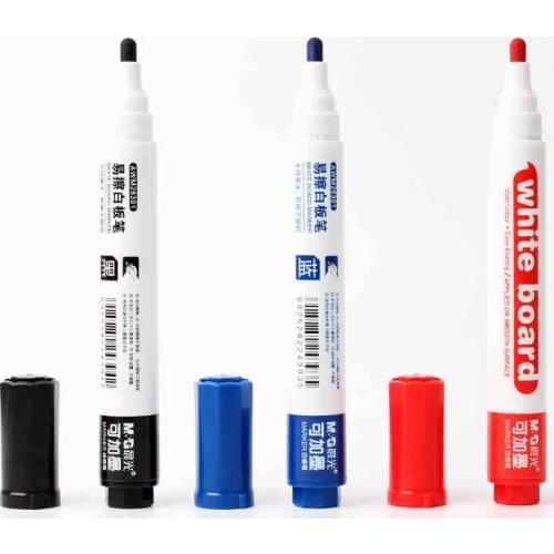 M&g AWM26301 Whiteboard Marker That Can Add Ink Black Blue Red Whiteboard Pen Pack of 10 Meeting, Recording, Teaching Use