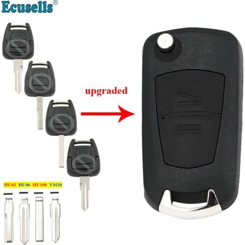 Modified Flip 2 buttons remote key shell case fob for VAUXHALL OPEL VECTRA SIGNUM ZAFIRA uncut HU43/HU100/HU46/YM28 Blade