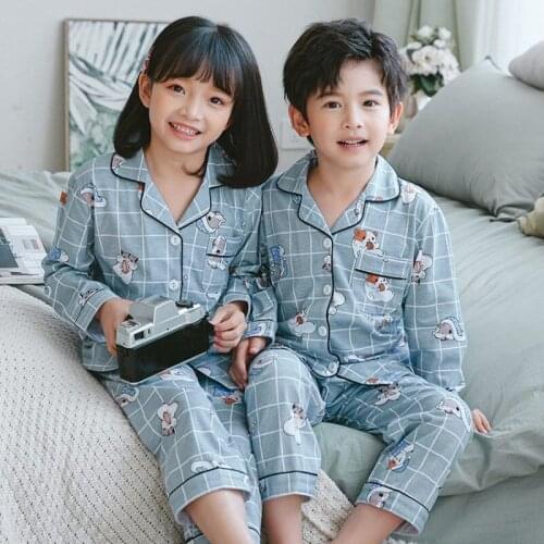 Big kids clothes cartoon pyjamas Childrens home clothes boys Cotton Long Sleeve sleepwear sets For kids Pajamas 3-14Y clothes