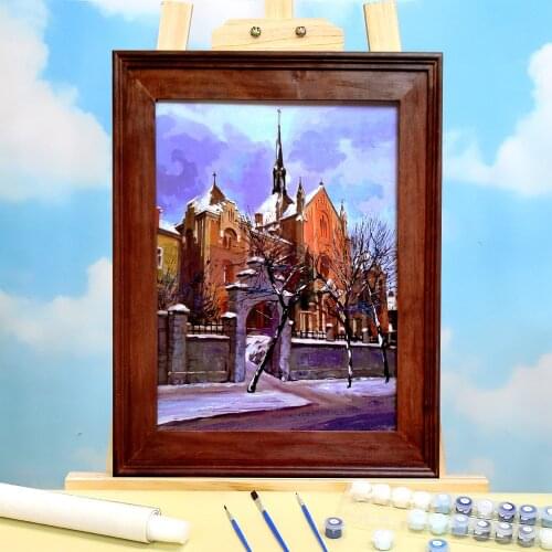 Landscape Winter In Lviv DIY Painting By Numbers Kit Acrylic Paints 50*70 Paiting By Numbers Home Decor Adults Drawing