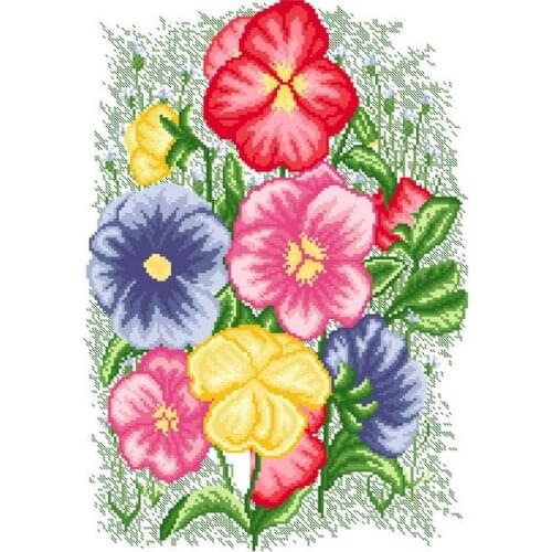 Lovely kit 19-20 Cross stitch Handmade 14CT Counted Canvas DIY,Cross-stitch kits,Embroidery Beautiful Pansy 36-47