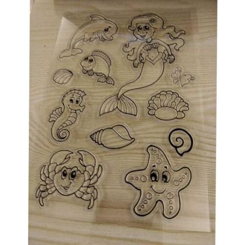 Transparent Clear Stamps Mermaid Sea animals for Scrapbooking DIY Silicone Seal Photo Album Decor Embossing Folder Template Shee