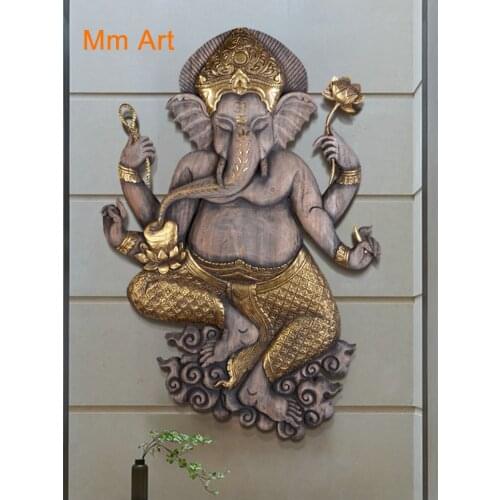 Thailand Solid Wood Carving Crafts Living Room Wall Decoration Pendant Wood Carving Wall Decoration