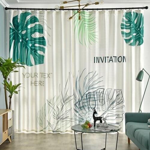 RZCortinas Monstera Leaves Printed Curtains for Bedroom Modern Window Curtain Living Room Customized Drapes Insulating Blinds