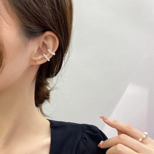 Boho Ethnic Multilayer CZ Clip on Earrings Ear Cuffs Female Pearl Without Piercing Cartilage Earcuff Brincos 2020 Fish Brincos