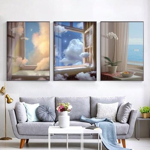 Modern Warm Color Clouds Landscape Canvas Painting Wall Art Print Poster Picture Decorative Painting Living Room Home Decoration