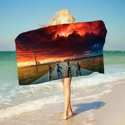 Strange Things Cartoon Beach Towel TV 3d Delicate Microfiber Bath Towel Outdoor Blanket Living Room Home Decor Swimming Fashion