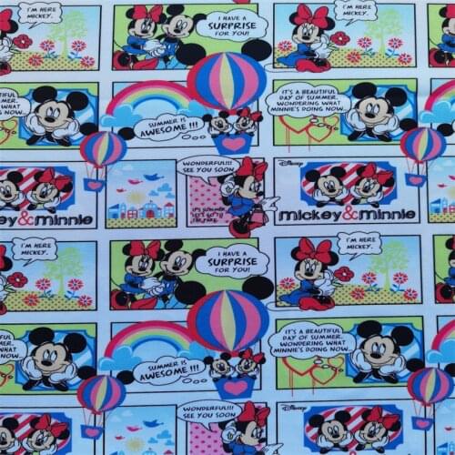 Disney Mickey Minnie Holiday Time Thin Polyester Canvas Fabric for Boy Hometextile Cushion Cover Backpack Curtain Needlework DIY