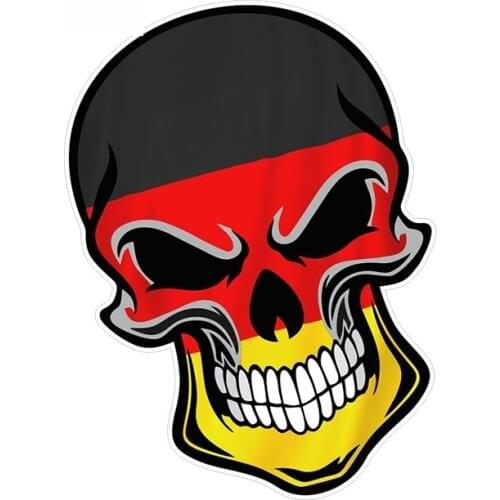 GOTHIC BIKER SKULL with Germany German Flag Motif External Car Stickers Waterproof Cover Scratch Vinyl Decal,12cm*8cm