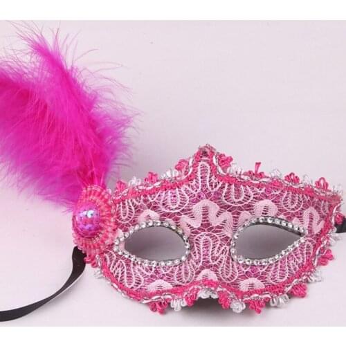 High Quality Women Half Face Feather Mask Masquerade Princess Lace Mask Christmas Painted Mask Gift