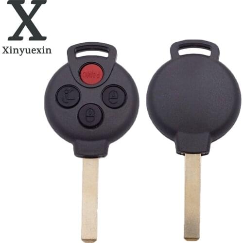 Xinyuexin 3+1 Button Remote Car Key Cover Shell Fob for Mercedes Benz SMART Uncut Blank Blade Replacement Key Fob Case