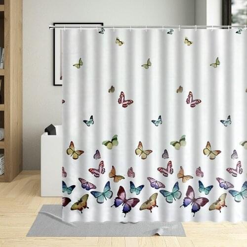 Bathroom Curtains Animals Butterfly Waterproof Bath Screens Colorful Cartoons Butterflies Home Decor Shower Curtain With Hooks