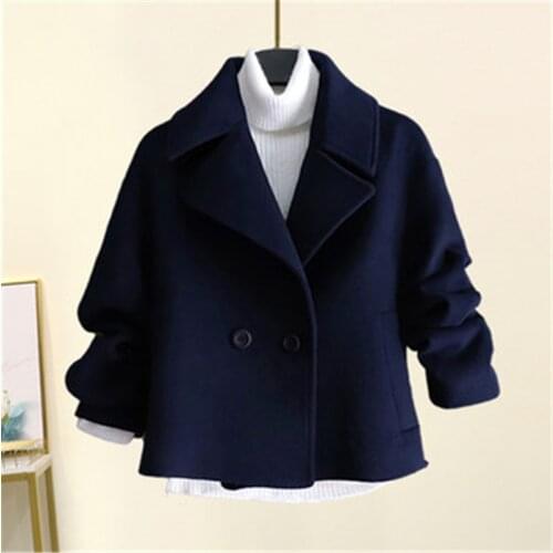 Woolen Jacket Womens Autumn Winter New Korean Version Of Solid Color Slim Long-sleeved Lapel Short Coat Temperament Commuting