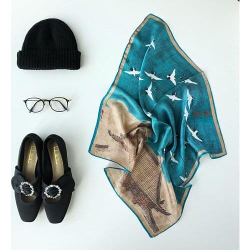 Van Goghs starry sky oil painting Small Square 100% silk Scarf for women China Scarf Chic Neckerchief Silk Scarfs hair scarf