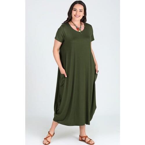 Large Size Comfortable Flexible Aesthetic Women 'S Short Sleeve Jumbo Dress Authentic Cut Casual Fashion Summer Elegance