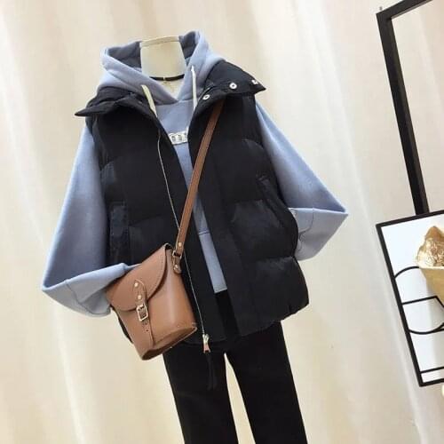 Vest Jacket For Women Winter Add Thicken All-Match Zipper Solid Color Waistcoat Plus Size Warm Short Sleeveless Cotton Clothes