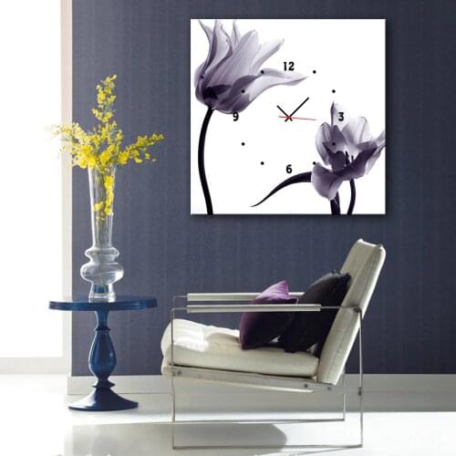 1 Piece Unframed Plain Flowers Clock Canvas Painting wall Art can ce used for clock For Living Room Home Decor