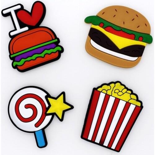 Different Food Handburger/Lollipop Flatback Soft PVC Charms Fit Keychain/Fridge Magnet/Clogs/Phone Case/iPad DIY Craft Accessory